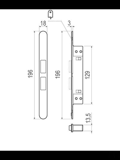 Магнитная защелка AGB (АГБ) регулируемая Touch (матовый хром) с лицевой планкой