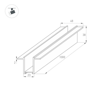 Трек встраиваемый MAG-TRACK-2538-F-1000 (BK)