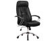 Кресло для руководителя из натуральной кожи LUX007 Черный + Хромированное пятилучие