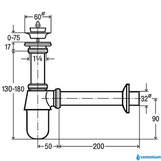 Сифон для раковины Viega 103927 с пробкой
