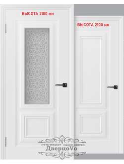 ТИТУЛ 2/ ВЫСОТА 2100/ ПОЛОТНО ГЛУХОЕ/ ПОЛОТНО ОСТЕКЛЕННОЕ/ ЭМАЛЬ БЕЛАЯ/ ОБЪЕМНЫЕ БАГЕТЫ