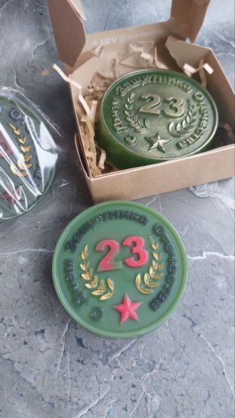 Мыло в форме  шайбы 23 февраля