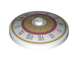 Dish 4 x 4 Inverted Radar with Solid Stud with Clock Face with Roman Numerals Pattern, White (3960pb029 / 6065143)