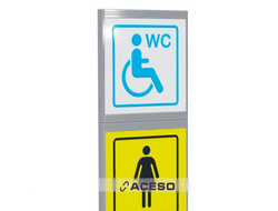 Пиктограмма тактильная, модульная "Женский общественный туалет с кабиной доступной для инвалидов на
