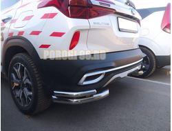 Защита заднего бампера угловая двойная d60/42 для Kia Seltos (2019-...)