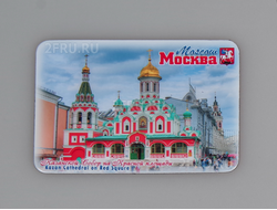 Гибкий сувенирный магнит на холодильник 8х6 см. с фото Казанского собора на Красной площади