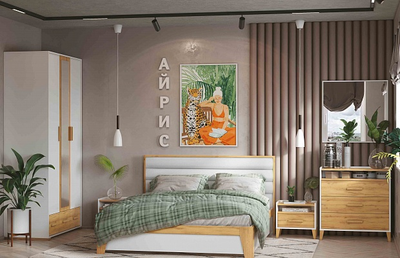 Композиция спальни АЙРИС Белый-Дуб золотистый