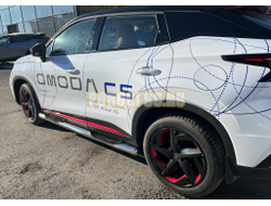 Пороги труба с проступью Папа Тюнинг d76 для OMODA C5 Рестайлинг 2026-