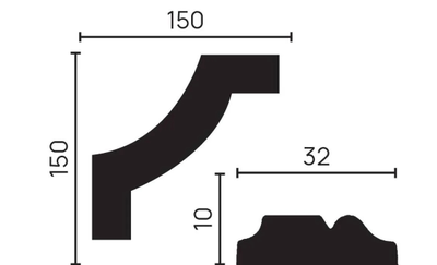 Угловой элемент DECOR-DIZAYN C1-DD603 к молдингу DD603, из дюрополимера, под покраску, 4шт