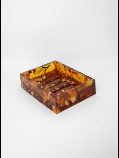 Мыльница квадратная со срезом янтаря
