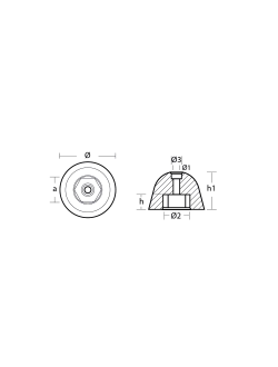 Цинковый полусферический анод Tecnoseal 03500 Ø60x42мм для гребных винтов Vetus KGF125/130/160