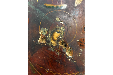 Икона "Всех скорбящих радость" XIX в. 
Размер: 31х26,5
До реставрации