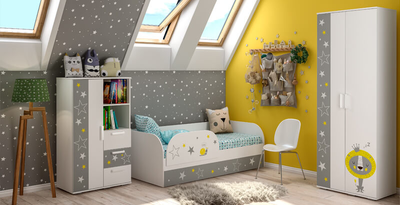 Шкаф Трио ШК-10 белый/звёздное детство