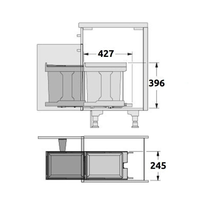 Встраиваемое мусорное ведро 20л Solo Hailo 3636001 выдвигается синхронно
