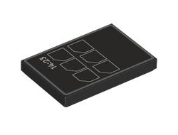 Tile 2 x 3 with Console with Silver Border, White Menu Icons and '14:23' on Dark Silver Background Pattern, Black (26603pb433 6463312)
