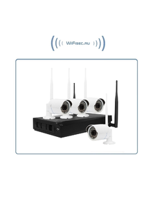 ST, комплект WiFi видеонаблюдения с 4 уличными видеокамерами Full HD, поддержка 1 HDD до 4 Тб