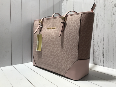 Сумка Michael Michael Kors Selma Large розовая с надписями