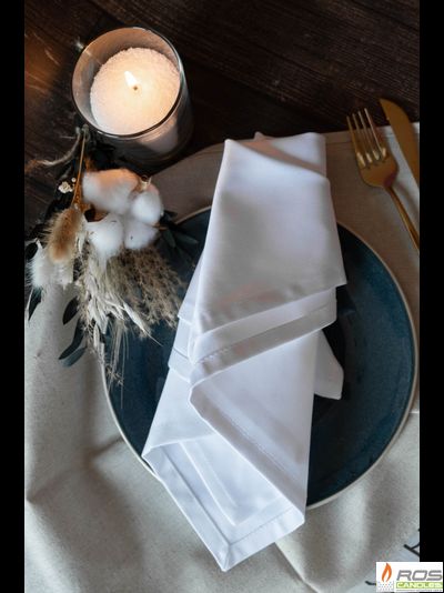 Текстильная салфетка для ресторана 45*45см, белая, евроуголок, без рисунка - 50шт