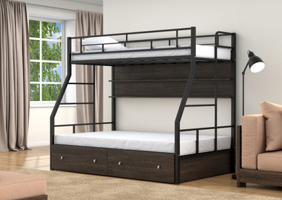 Двухъярусная кровать Раута Твист Черный ящики полка венге фото