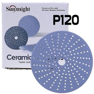 Шлифовальный круг SunMight CERAMIC L712T P120 225мм на липучке, 24 отв. арт. 78008