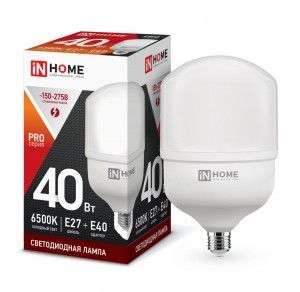 ASD/InHome лампа св/д высокомощн. E27  40W (3600lm) 6500К 6K 230V с адапт. E40 181x100 HP-PRO 1101