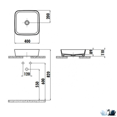 Раковина Creavit Loop LP040-00CB00E-0000 LP040 квадратная, глянец белоснежного цвета