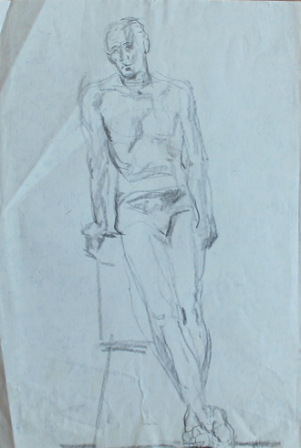 "В метро" бумага карандаш Агапов Г.(Ю.) К. 1962 год