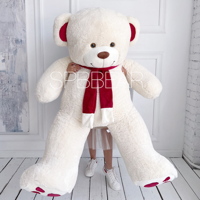 Гигантский плюшевый медведь 190 см бежевый Кевин