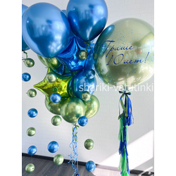 Шары цепочки с пузырями (3шт) , "Хрусталь в звёздах"