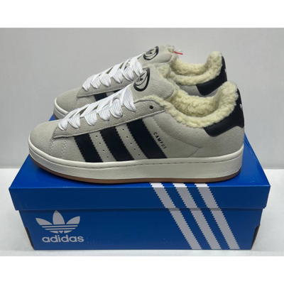 Adidas Campus 00s Crystal White Core Black с мехом