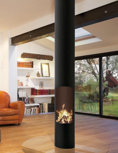 Современный парящий камин TERA с одним стеклом