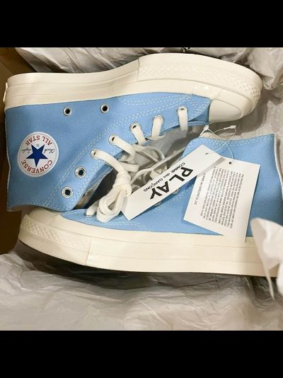 Converse Comme des Garcons Blue голубые высокие с сердечком