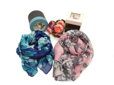 Шарф "Розы" женский Zaro в подарочной коробочке, 100% хлопок, 175х80см  (9 расцветок)