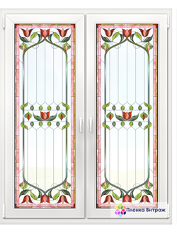 Витражная пленка, витражная пленка самоклеющаяся под заказ,пленочный витраж с цветочным рисунком