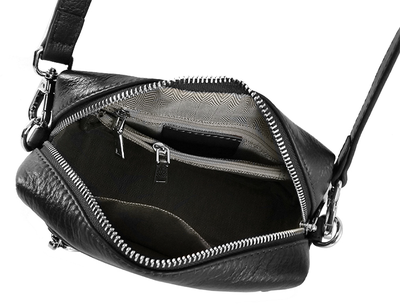 (АРТИКУЛ: 8399/0/81) СУМКА ЖЕНСКАЯ, МАЛЕНЬКАЯ, НАТУРАЛЬНАЯ КОЖА, ЧЕРНАЯ, С НАРУЖНЫМИ КАРМАНАМИ, С ПЛЕЧЕВЫМ РЕМНЕМ