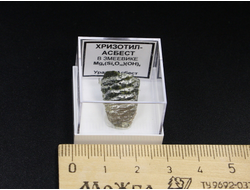 Хризотил - Асбест в змеевике, в пластиковом боксе, Россия, Урал №24190