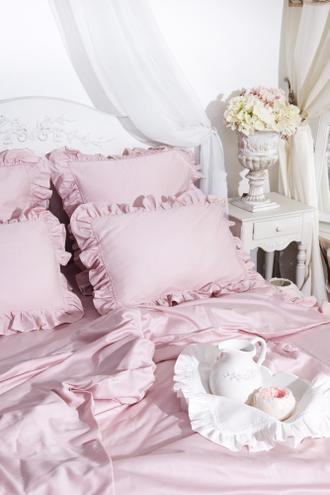 Постельный комплект с оборками "Пыльная Роза"