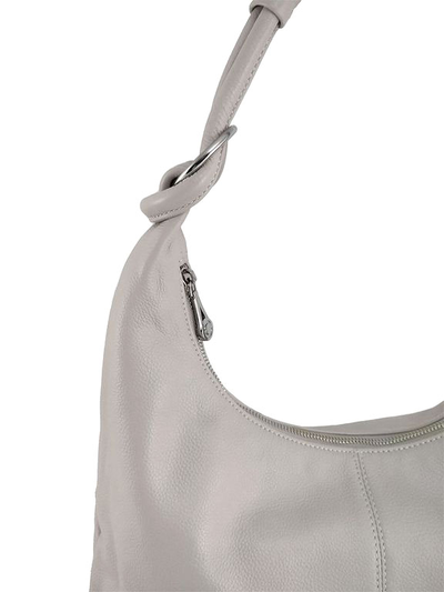 (АРТИКУЛ: 8618/1/7) СУМКА МЕШОК, БОЛЬШАЯ, НАТУРАЛЬНАЯ КОЖА, СВЕТЛО-СЕРАЯ, ЧЕРЕЗ ПЛЕЧО