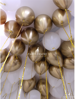 35 шаров под потолок (золото,белый)