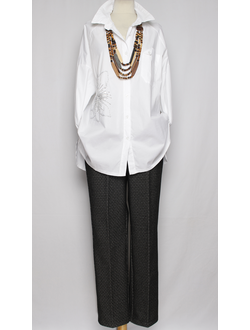 Рубашка хлопок "Серебряный цветок" белая до р.54