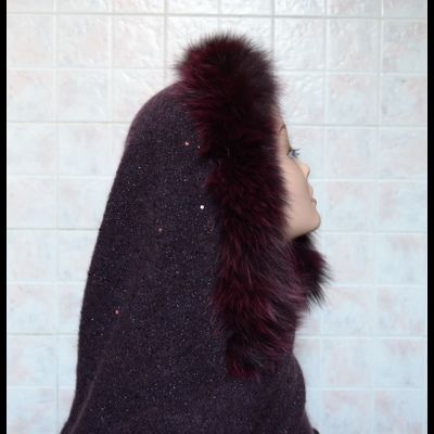 Итальянский палантин Vizio Италия 5609 бордовый из мохера с мехом