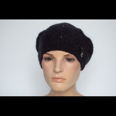 Черный одинарный берет вязаный Vizio Италия 6943 BO