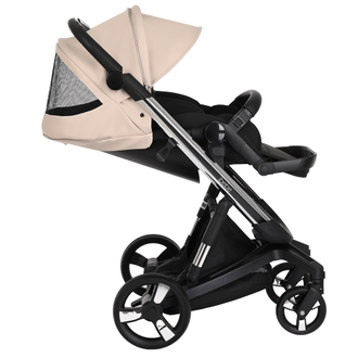 Коляска 3в1 ibebe i-stop Экокожа Beige, CHROME рама