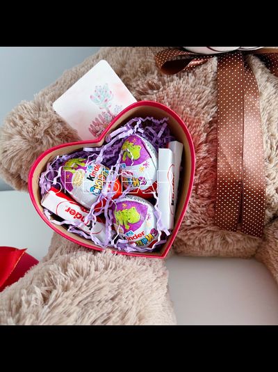 Подарочный набор №14 - Плюшевый мишка 85 см, Шар сердце, Киндер бокс малый