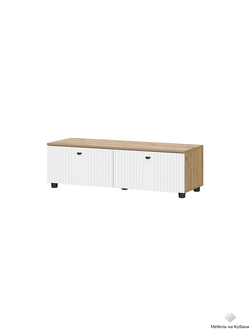 Милан Тумба телевидеоаппаратура со створками Дуб Золотой/Белый матовый