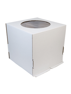 Коробка для торта с окном (белая, картон Т23Е), 260*260*280мм