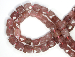 Бусина Кварц клубничный, куб граненый 7-8 мм (1 шт) №20261