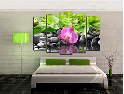 Модульная картина "Журчание и цветок. Орхидея"