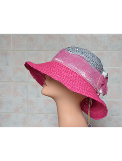 малиновая шляпа летняя женская с кружевом купить