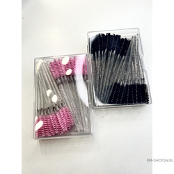 Щеточки для бровей чёрные с блестками в кейсе, 50 шт. в pm-shop24.ru
